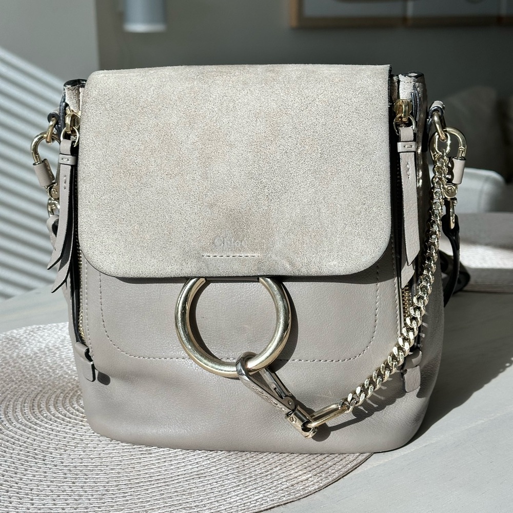 Chloe Motty Grey Leather Suede Faye Backpack
